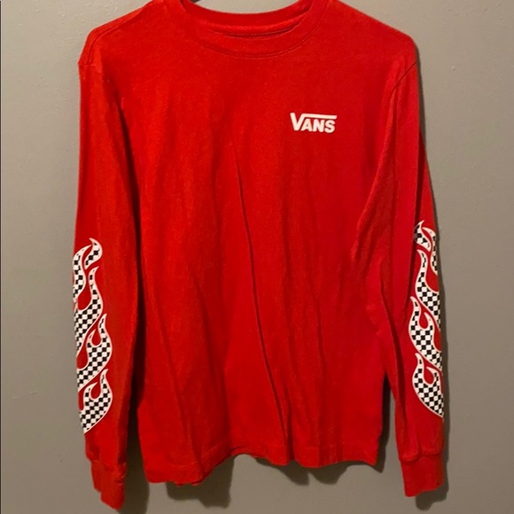 vans red long sleeve shirt